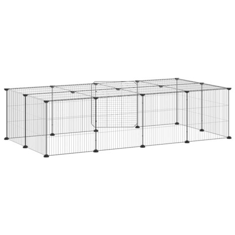 Vrijloophok met deur 20 panelen 35x35 cm staal zwart 6