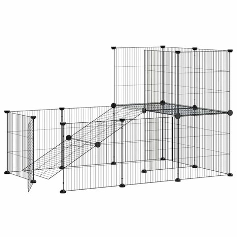 Vrijloophok met deur 20 panelen 35x35 cm staal zwart 3