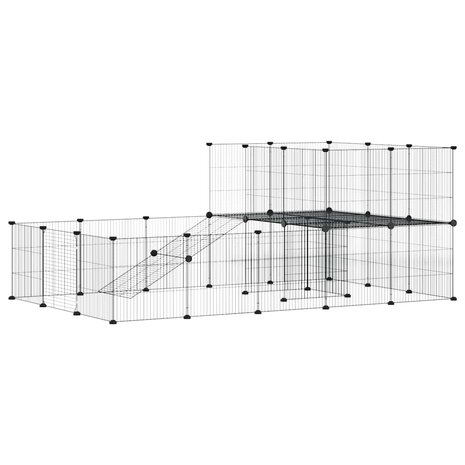 Vrijloophok met deur 36 panelen 35x35 cm staal zwart 2