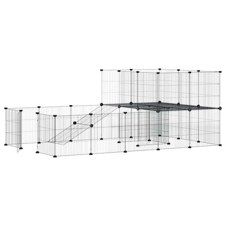 Vrijloophok met deur 36 panelen 35x35 cm staal zwart 3