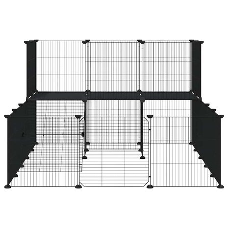Vrijloophok met deur 36 panelen 35x35 cm staal zwart 5