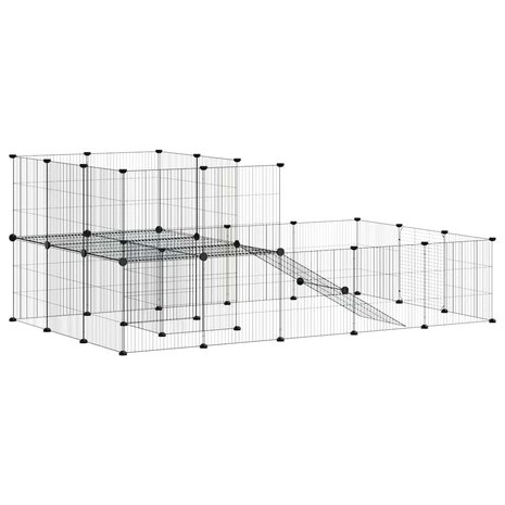 Vrijloophok met deur 36 panelen 35x35 cm staal zwart 6