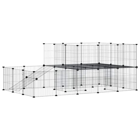 Vrijloophok met deur 44 panelen 35x35 cm staal zwart 2
