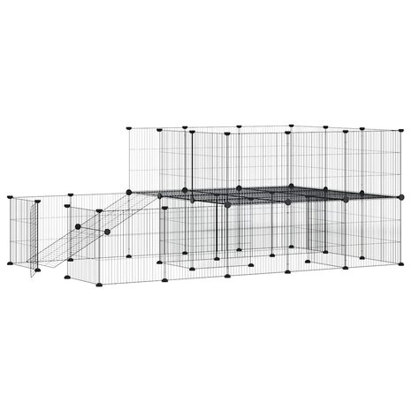 Vrijloophok met deur 44 panelen 35x35 cm staal zwart 3