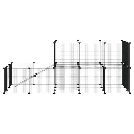Vrijloophok met deur 44 panelen 35x35 cm staal zwart 4