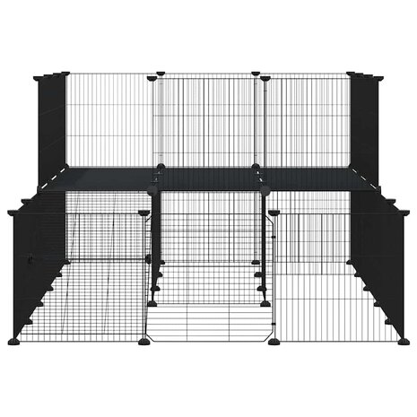 Vrijloophok met deur 44 panelen 35x35 cm staal zwart 5