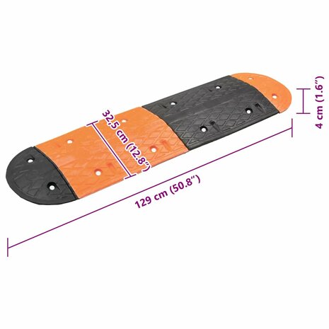 Verkeersdrempel 129x32,5x4 rubber geel en zwart 9