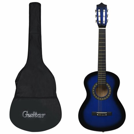 Gitaar klassiek beginner kinderen met tas 1/2 34" blauw 1