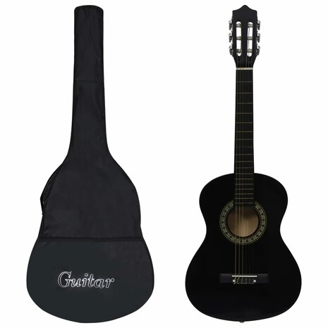 Gitaar klassiek beginner kinderen met tas 1/2 34" zwart 1