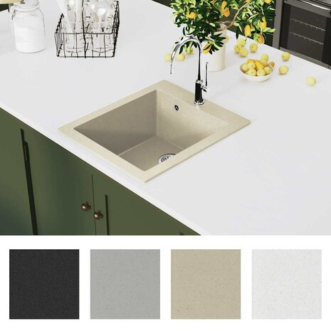 Spoelbak enkele bak graniet beige 3