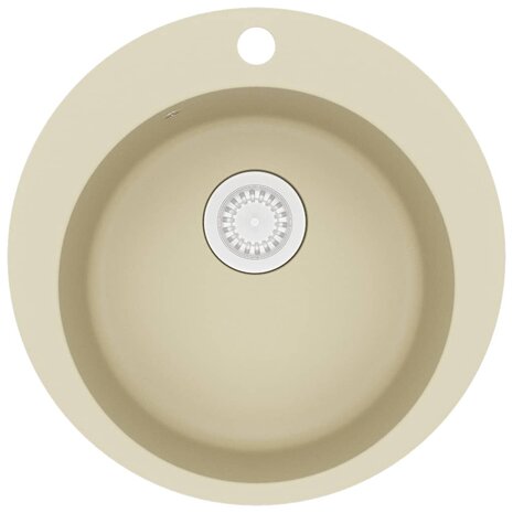 Spoelbak enkele bak rond graniet beige 2