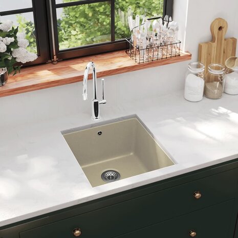 Spoelbak enkele bak graniet beige 1