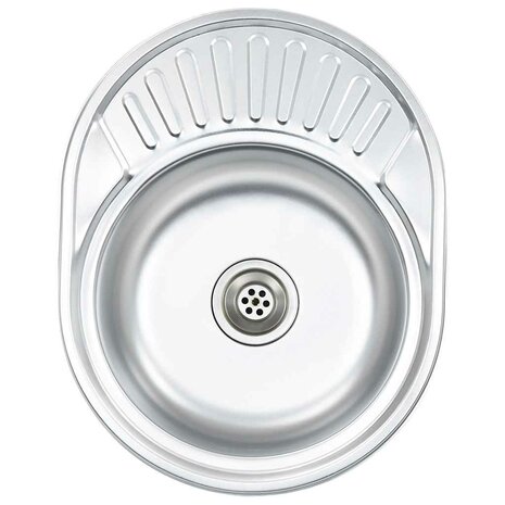 Spoelbak met afvoer en zwanenhals ovaal roestvrij staal 5