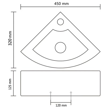 Wastafel met overloop 45x32x12,5 cm wit  7