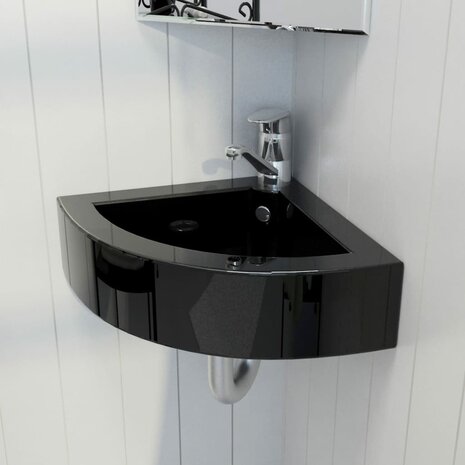 Wastafel met overloop 45x32x12,5 cm zwart 1