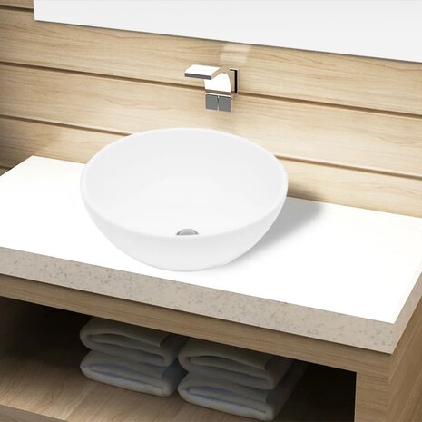 Wastafel rond keramiek wit 1