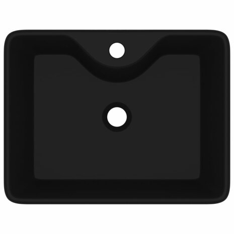 Wastafel met kraangat zwart vierkant keramiek  4