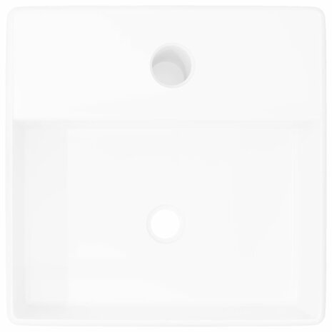 Wastafel met kraangat vierkant keramiek wit  3