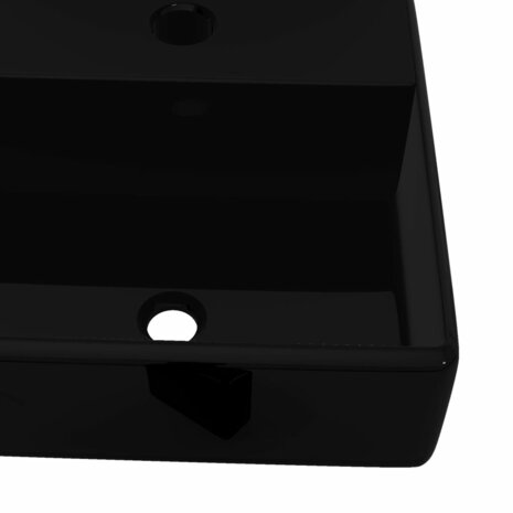 Wastafel met kraangat zwart vierkant keramiek  4