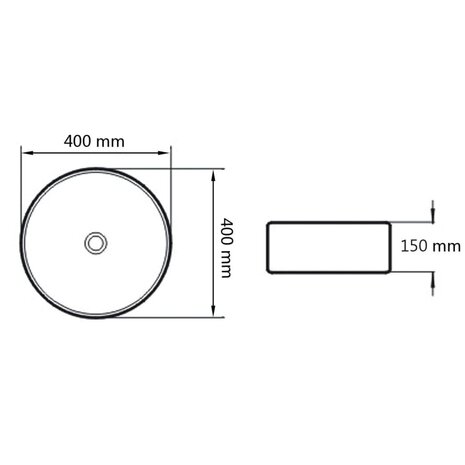 Wastafel rond 40x15 cm keramiek zwart 6