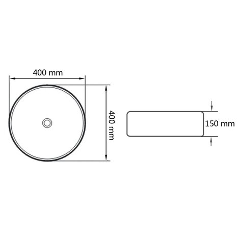Wastafel rond 40x15 cm keramiek zwart 6