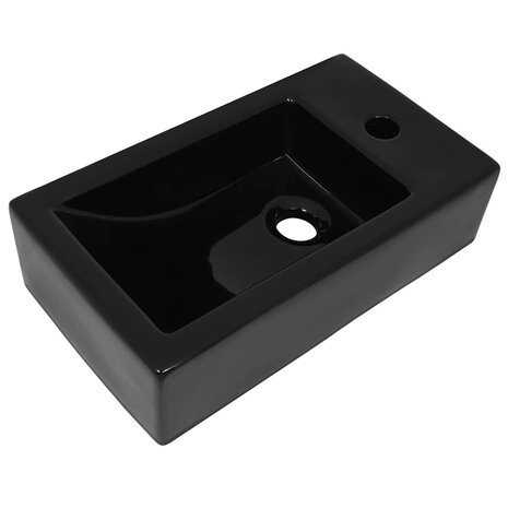 Wastafel met kraangat rechthoekig 46x25,5x12 cm keramiek zwart 2