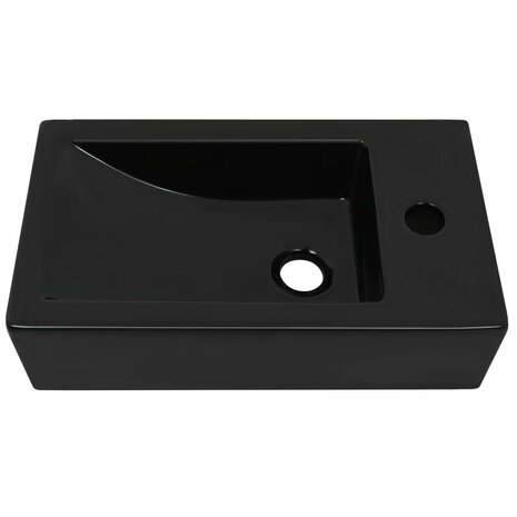 Wastafel met kraangat rechthoekig 46x25,5x12 cm keramiek zwart 3
