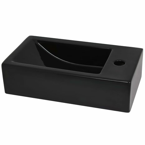 Wastafel met kraangat rechthoekig 46x25,5x12 cm keramiek zwart 4