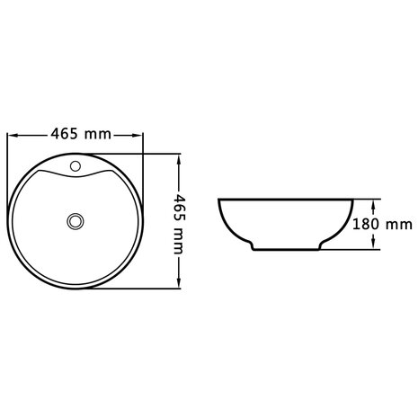 Wastafel met overloop 46,5x18 cm keramiek wit 6