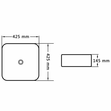 Wastafel 42,5x42,5x14,5 cm keramiek wit 6
