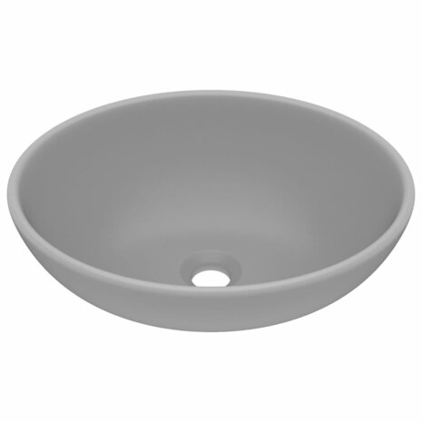Wastafel ovaal 40x33 cm keramiek mat lichtgrijs 2