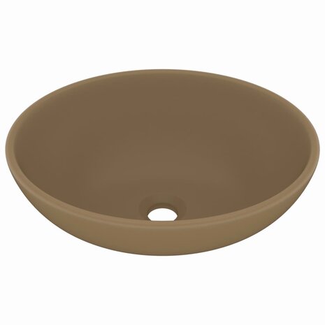 Wastafel ovaal 40x33 cm keramiek matcr&egrave;me 2