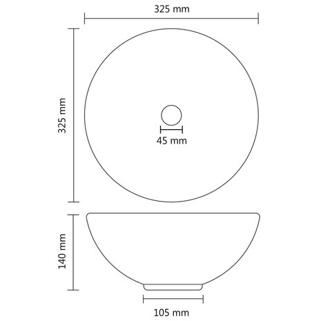 Wastafel rond 32,5x14 cm keramiek matzwart 6
