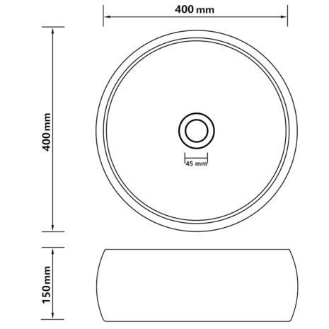 Wastafel rond 40x15 cm keramiek matcr&egrave;me 6