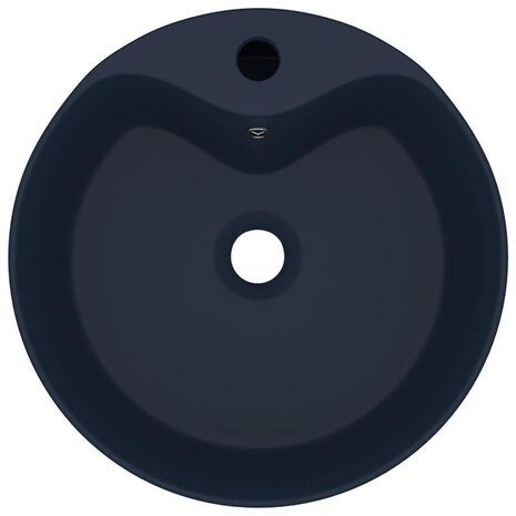 Wastafel met overloop 36x13 cm keramiek mat donkerblauw 4