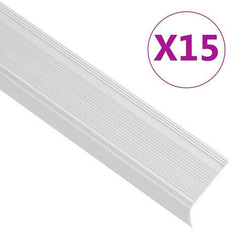Trapprofielen L-vormig 15 st 90 cm aluminium zilverkleurig 1