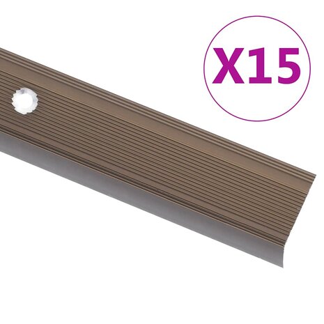 Trapprofielen L-vormig 15 st 90 cm aluminium bruin 1