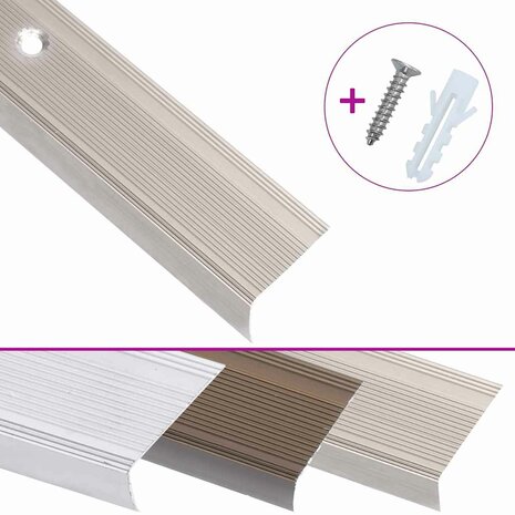 Trapprofielen L-vormig 15 st 90 cm aluminium champagnekleurig 2