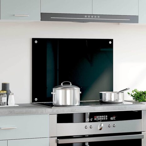 Spatscherm keuken 70x50 cm gehard glas zwart 3