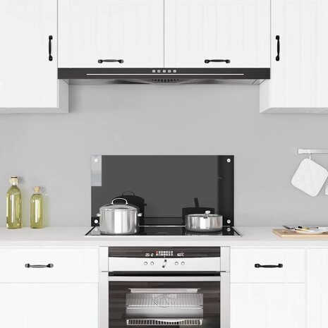 Spatscherm keuken 80x40 cm gehard glas zwart 1