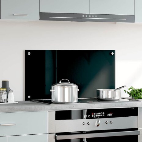 Spatscherm keuken 80x40 cm gehard glas zwart 3
