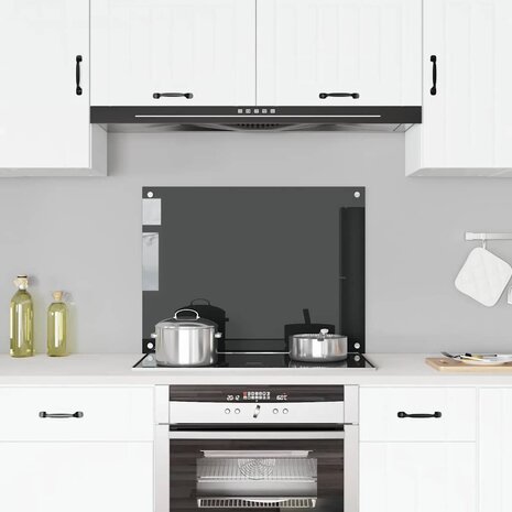 Spatscherm keuken 80x60 cm gehard glas zwart 1