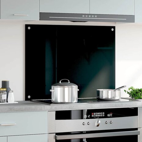 Spatscherm keuken 80x60 cm gehard glas zwart 3