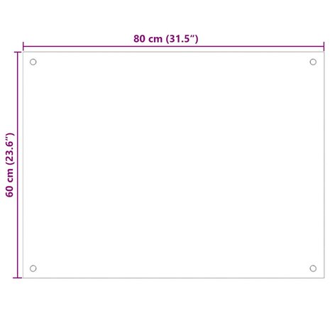 Spatscherm keuken 80x60 cm gehard glas zwart 10