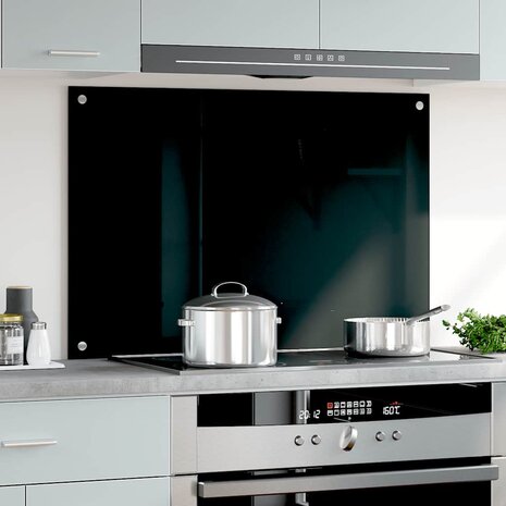 Spatscherm keuken 90x60 cm gehard glas zwart 3
