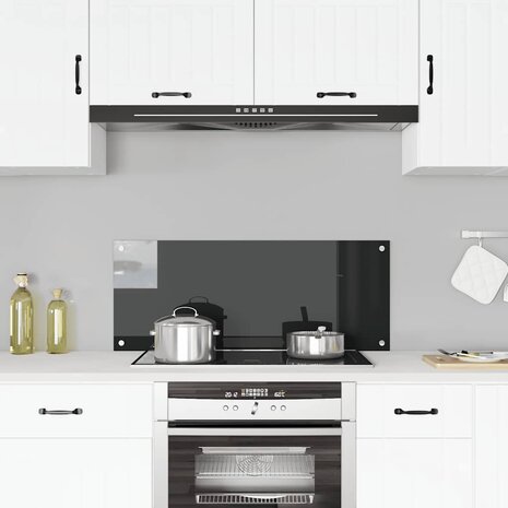  Spatscherm keuken 100x40 cm gehard glas zwart 1