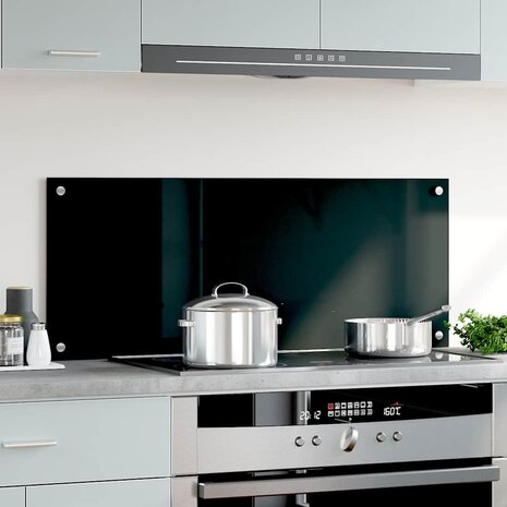  Spatscherm keuken 100x40 cm gehard glas zwart 3