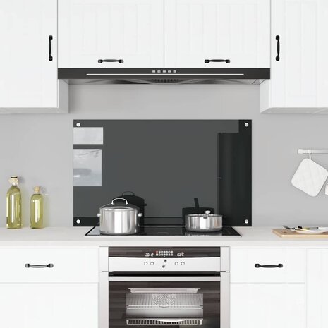  Spatscherm keuken 100x60 cm gehard glas zwart 1
