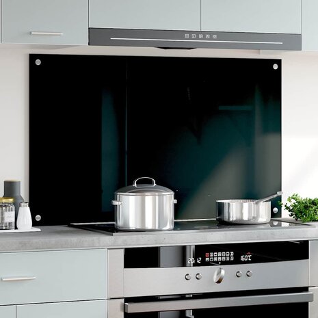  Spatscherm keuken 100x60 cm gehard glas zwart 3