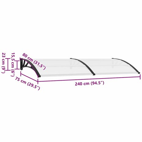 Deurluifel 240x75 cm PC zwart en transparant 8